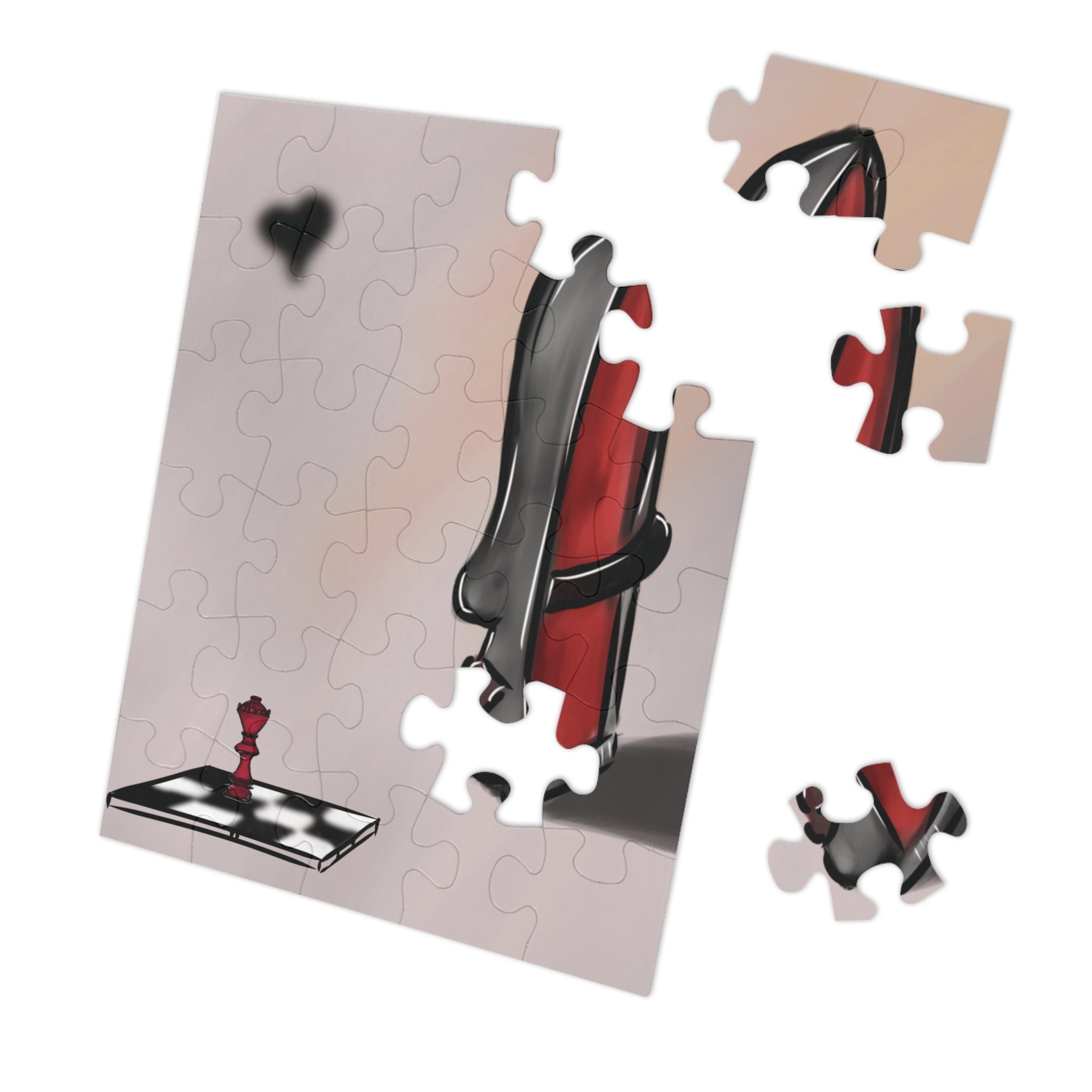 Jigsaw puzzle with partially completed pieces on a white background
